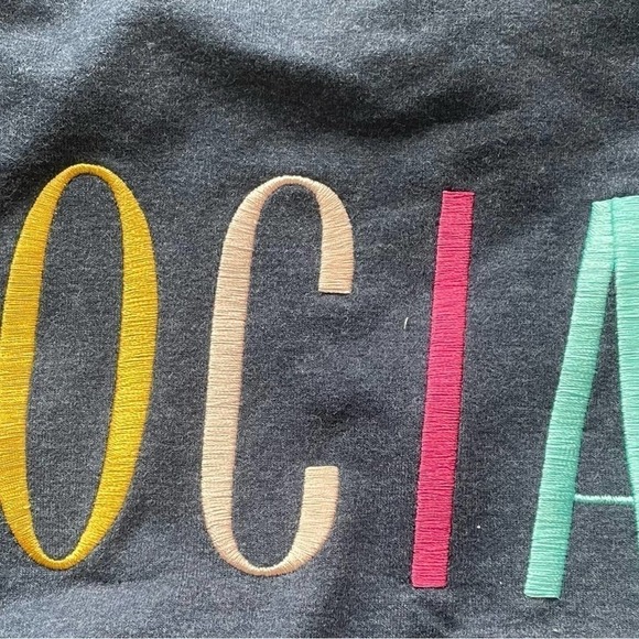 Wildfox Statement Sweatshirt Social Navy Blue French Terry - Picture 2 of 13